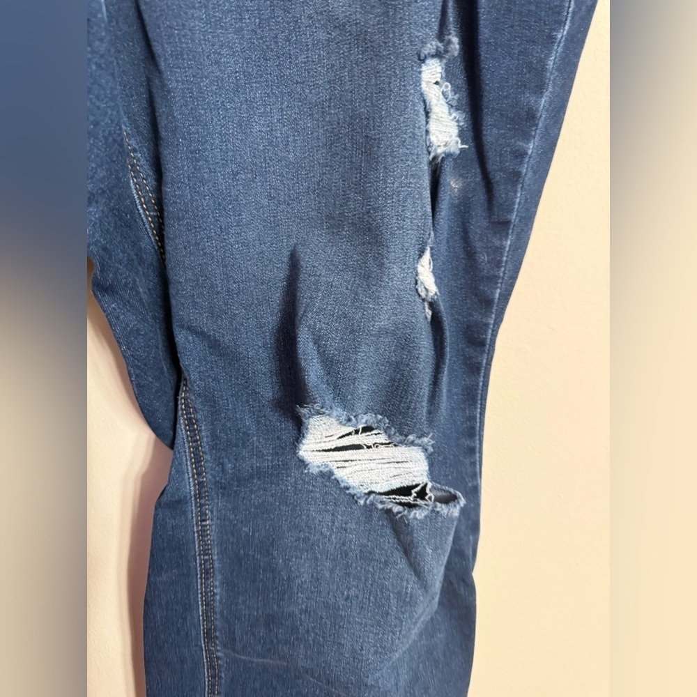 Old Navy Dark Distressed Rockstar Super Skinny Jeggings Mid Rise Jeans 24W - Picture 4 of 5